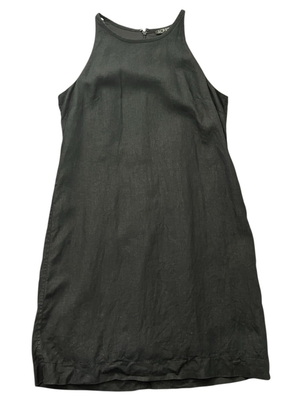 J Crew Black 100% Linen Sundress M Tall Sleeveless Shift Midi Pockets Coastal